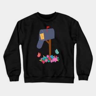 Mailbox, Flowers, and Butterflies Crewneck Sweatshirt